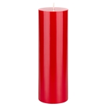 3" x 9" Unscented Round Pillar Candle - Red