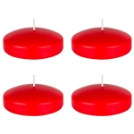 4 pcs 3" Unscented Floating Disc Candle - Red