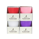 Mega Candles - 4 pcs 3" x 3" Scented Ribbed Pillar Candle in Box - Asst