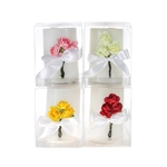 Mega Candles - 4 pcs 2.5" x 3" Scented Pillar with Roses Candle in Clear Box - Asst