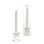 8" Unscented Taper Candle with Glass Holder in Clear Box - White