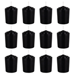 12 pcs 15 Hours Unscented Votive Candle in White Box - Black