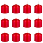 12 pcs 8 Hours Unscented Votive Candle in White Box - Red