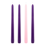 4 pcs 10" Unscented Advent Taper Candle - Asst