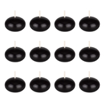 12 pcs 1.5" Unscented Floating Disc Candle in White Box - Black