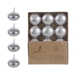 12 pcs 1.5" Unscented Floating Disc Candle in Brown Box - Silver