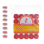 100 pcs Unscented Tea Light Candle in Bag - Red