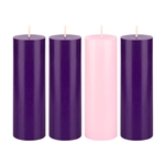 Mega Candles - 4 pcs 2" x 6" Unscented Advent Pillar Candle - Asst
