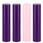 4 pcs 2" x 9" Unscented Advent Pillar Candle - Asst