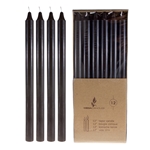 Mega Candles - 12 pcs 12" Unscented Straight Taper Candle in Brown Box - Black