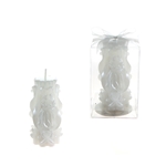Mega Candles - Wedding Couple on Carved Pillar Candle in Clear Box - White