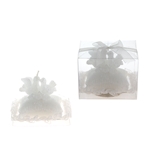 Pair of Doves Sitting on Wedding Pillow Candle in Clear Box - White