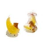 Teddy Bear Crawling on Half Moon Candle - Pink