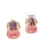 Baby Lamb Climbing Out Holding Bottle Candle - Pink