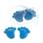 Baby Footprints Floating Candle in Clear Box - Blue
