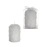 Rose Round Pillar Candle in Gift Box - White