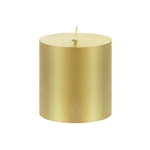 3" x 3" Unscented Round Pillar Candle - Gold