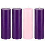 4 pcs 3" x 9" Unscented Advent Pillar Candle - Asst