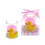 Rubber Duck Poly Resin Candle Set in Gift Box - Pink