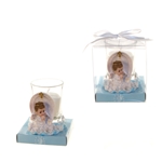 Angel Praying on Clouds Poly Resin Candle Set in Gift Box - Blue