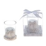 Pair of Wedding Bells Poly Resin Candle Set in Gift Box - White