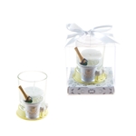Champagne Bottle in Ice Bucket Poly Resin Candle Set in Gift Box - White