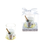 Mega Favors - Champagne Bottle in Ice Bucket Poly Resin Candle Set in Gift Box - White