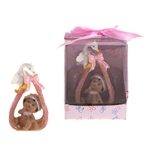 Mega Favors - Ethnic Baby Sitting on Towel with Stork Poly Resin in Designer Box - Pink