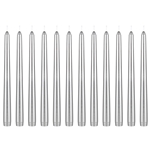 12 pcs 10" Unscented Taper Candle in White Box - Silver