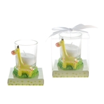 Mega Favors - Baby Giraffe Poly Resin Candle Set in Gift Box - White