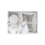 2 pcs Unscented Pearl Votive Candle with Glass Holder in Gift Box - White