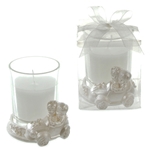 Wedding Couple in a Car Poly Resin Candle Set in Clear Box - White