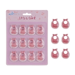 Mega Crafts - 12 pcs Baby Bib Poly Resin Embellishments - Pink