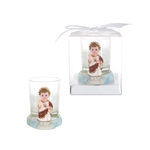 Baby Jesus Poly Resin Candle Set in Gift Box - White