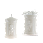 Sculpted Angel Round Pillar Candle in Clear Box - White