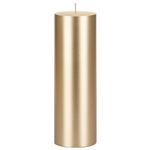 3" x 9" Unscented Round Pillar Candle - Gold