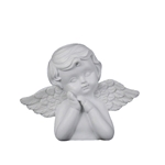 Mega Favors - Angel Resting on Hand Poly Resin Plaque - White