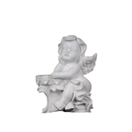 Mega Favors - Angel Sitting Next to Balcony Poly Resin Plaque - White
