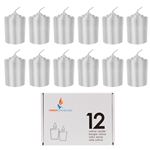 12 pcs 15 Hours Unscented Votive Candle in White Box - Silver