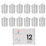 12 pcs 15 Hours Unscented Votive Candle in White Box - Silver