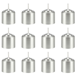 12 pcs 8 Hours Unscented Votive Candle in White Box - Silver