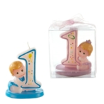 Baby 1st Birthday Candle in Clear Box - Asst