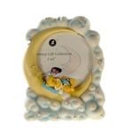 Mega Favors - 2" x 3" Teddy Bear on Moon Poly Resin Picture Frame - Blue