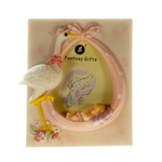 Mega Favors - 2" x 3" Stork with Sleeping Baby Poly Resin Picture Frame - Pink