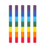 5 pcs 1" x 12" Unscented Chakra Round Straight Taper Candle - Assorted