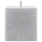 3" x 3" Unscented Square Pillar Candle - Silver