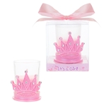 Crown with Rhinestones Poly Resin Candle Set in Gift Box - Pink