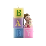 Baby Sitting on Blocks Candle - Pink