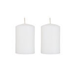 2" x 3" Unscented Round Glazed Pillar Candle - White