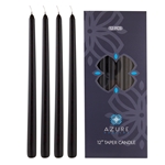 12 pcs 12" Unscented Glazed Taper Candle - Black